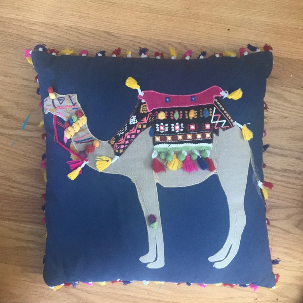 Camel throw pillow
